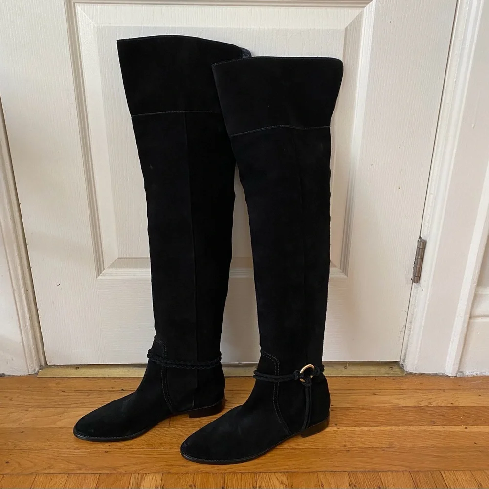 $950 NWOT Ulla Johnson Alps Black Over-the-Knee Suede Riding Tall Boots Size 9.5